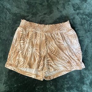 Tropical Print High Waisted Elastic Shorts